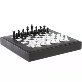 Exclusive Buffalo Black leather Chess Set